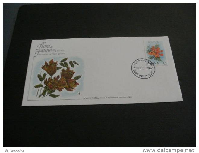 A491-  FDC - Collection -flora And Fauna Of The World - National Audubon Society- Ghana- Scarlet Bell Tree -1982 - Other & Unclassified