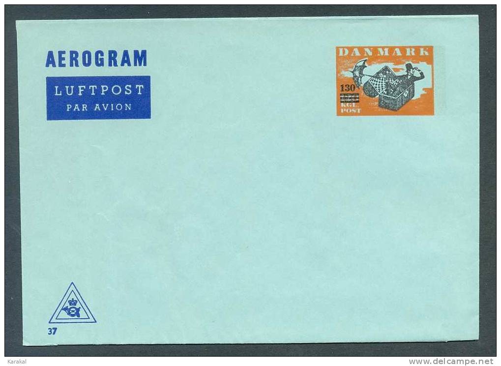 Denmark Danemark Aerogram 37 OVERPRINTED Aérogramme Postal Stationery MNH XX - Interi Postali