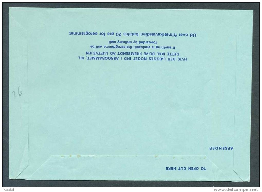 Denmark Danemark Aerogram 37 OVERPRINTED Aérogramme Postal Stationery MNH XX - Interi Postali