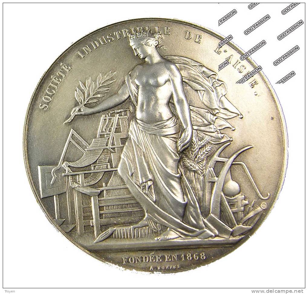 Aisne - Médaille - Sté Industrielle De  L'Aisne - Bronze Florentin - Fondée 1868 - F.Huriez Douette -  Belle - Profesionales / De Sociedad