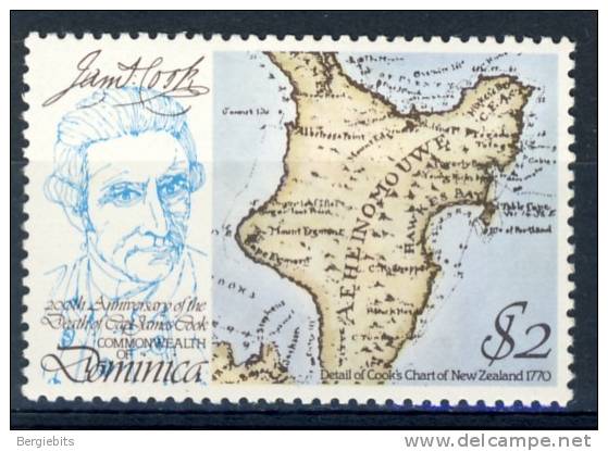 Dominica MNH 2 Dollar High Value Stamp Of Set, James Cook - Dominica (1978-...)