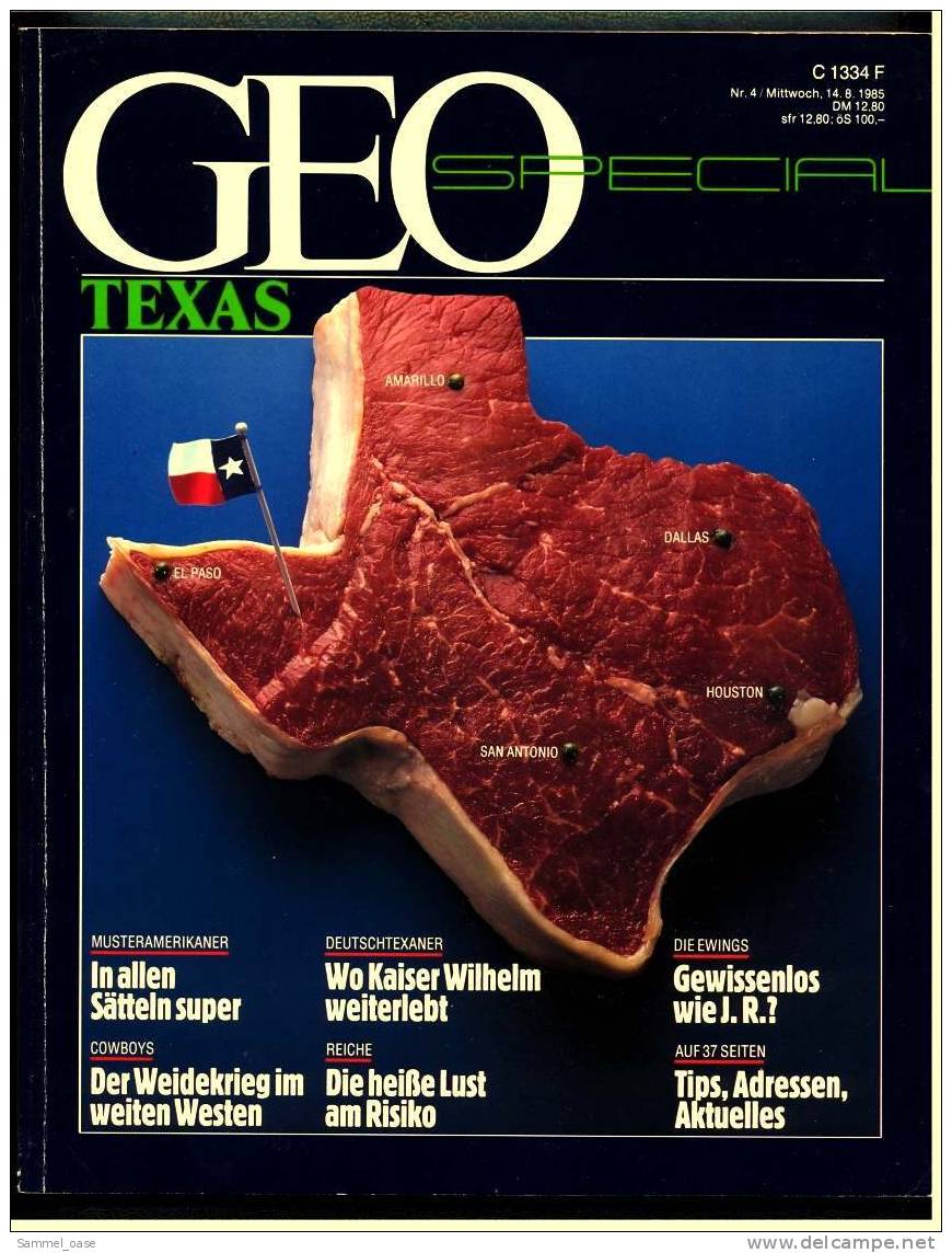 Geo Magazin Spezial  -  Texas  -  Nr.4  1985  ,  Musteramerikaner - Cowboys - Deutschtexaner - Reiche - Travel & Entertainment