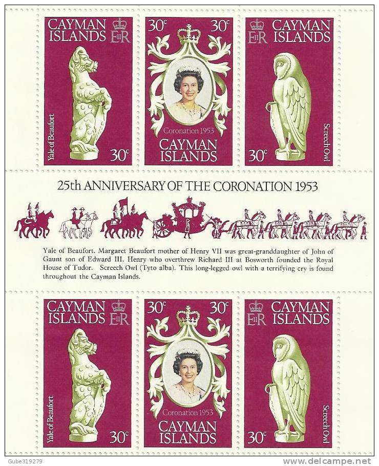 CAIMAN ISLANDS-1978-10 Sets 25th ANN.QUEEN ELISABETH II CORONATION 1953-1978 SOUVENIR SHEET OF 6 STAMPS EACH 0F 30 CENTS - Kaimaninseln