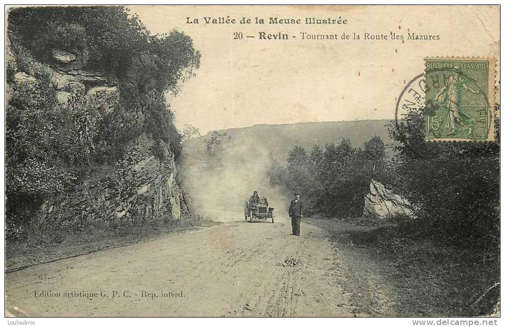 08 REVIN TOURNANT DE LA ROUTE DES MAZURES AVEC AUTOMOBILE - Revin