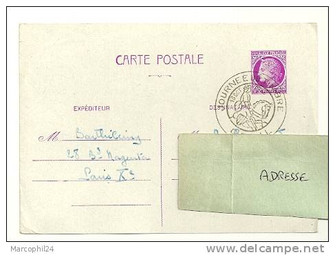 CHEVAL + POSTE ANCIENNE = 60 CREIL 1945 = CACHET JOURNÉE Du TIMBRE Illustré D´un Cavalier - Chevaux