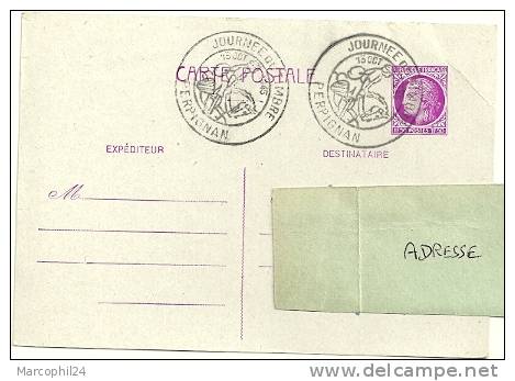 CHEVAL + POSTE ANCIENNE = 66 PERPIGNAN 1945 = CACHET JOURNÉE Du TIMBRE Illustré D´un Cavalier / - Chevaux