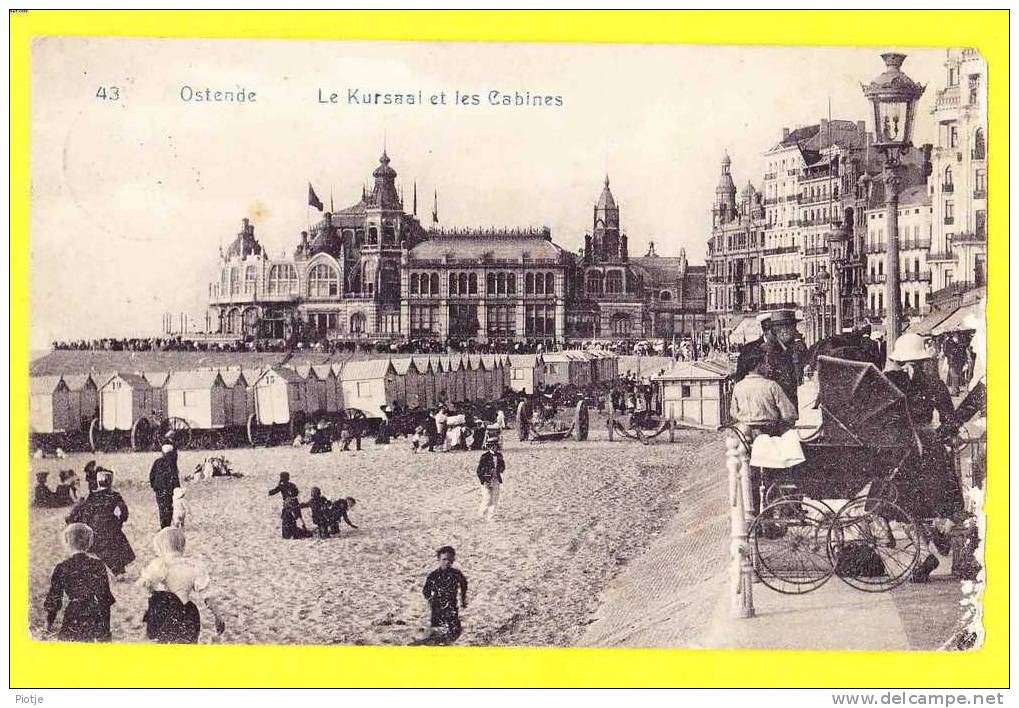 * Oostende - Ostende (Kust) * (43) Le Kursaal Et Les Cabines De Plage, Annimée, Landau Bébé, Kinderwagen - Oostende