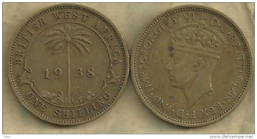 BRITISH WEST AFRICA  1 SHILLING  PALM TREE FRONT  KGVI HEAD BACK 1938  READ DESCRIPTION CAREFULLY !!! - Other - Africa