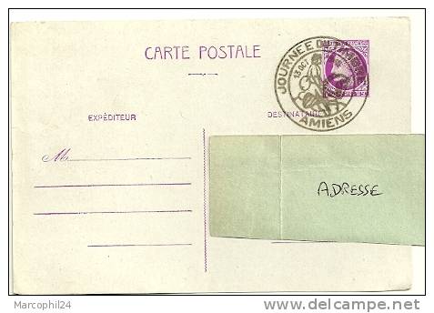 CHEVAL + POSTE ANCIENNE = 80 AMIENS 1945 = CACHET JOURNÉE Du TIMBRE Illustré D´un Cavalier / - Chevaux