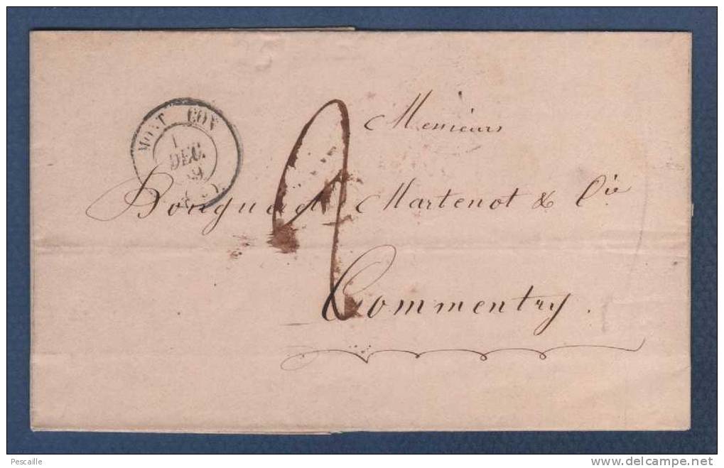 1849 - LETTRE DE MONTLUCON VERS COMMENTRY - MANUFACTURE DES GLACES & VERRERIES DE MONTLUCON / LE GUAY & Cie - Manuscripts