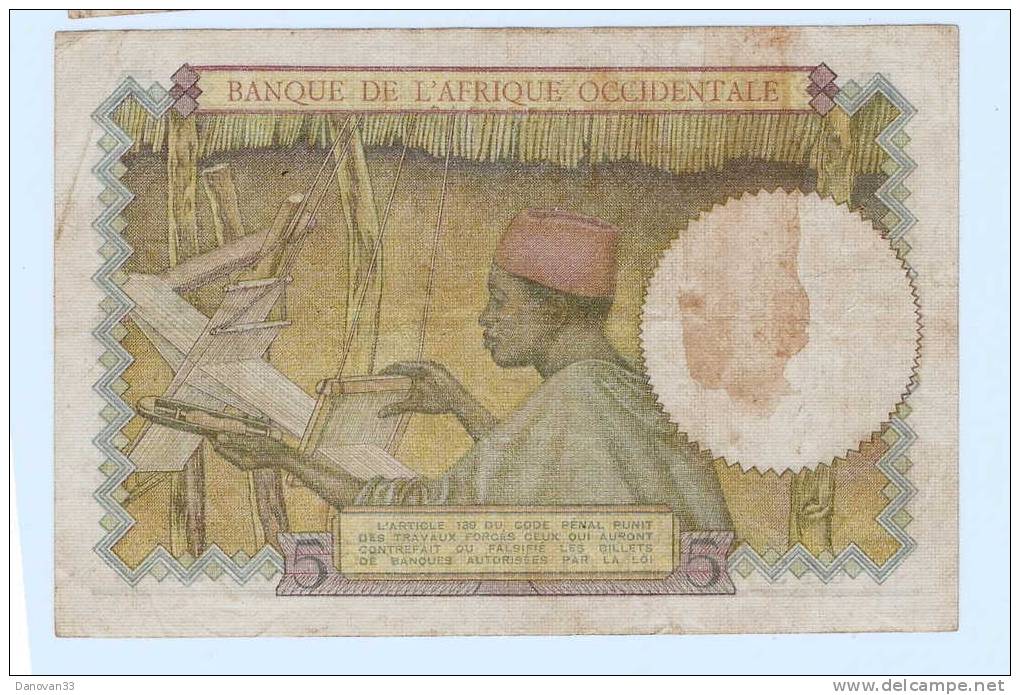 5  Francs  AFRIQUE  OCCIDENTALE  Mars 1937  (lot 3) - Altri – Africa