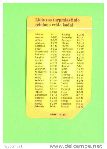 LITHUANIA - Urmet Phonecard As Scan - Lituanie