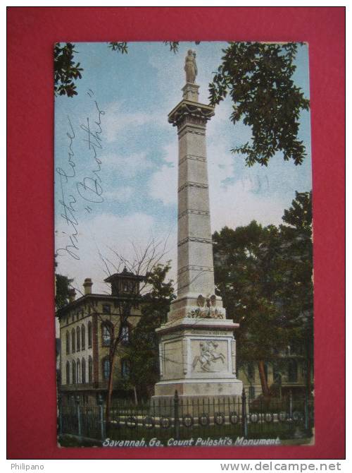 Savannah Ga  Count Pulaski Monument   1906 Cancel---====(ref133) - Savannah