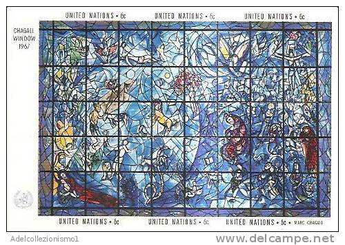 45588)foglio United Nations Serie Marc Chagall In Chagall Window Da 6 Valori - Nuovo  - Bf4 - Hojas Bloque