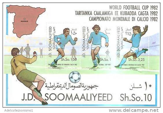 45627)foglio Somalia Serie Camp. Mondiali Di Calcio Spa ´82 Da 3 Valori - Nuovo  - Bf11 - Somalie (1960-...)