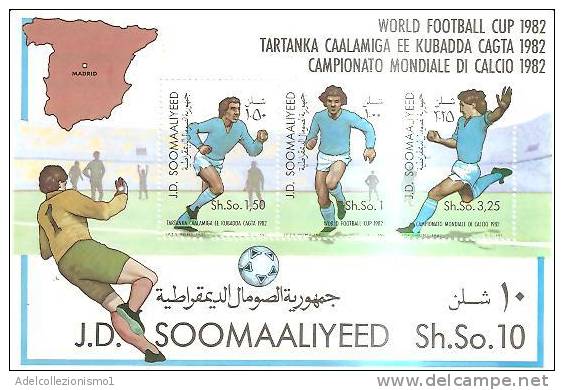 45628)foglio Somalia Serie Camp. Mondiali Di Calcio Spa ´82 Da 3 Valori - Nuovo  - Bf11 - Somalia (1960-...)