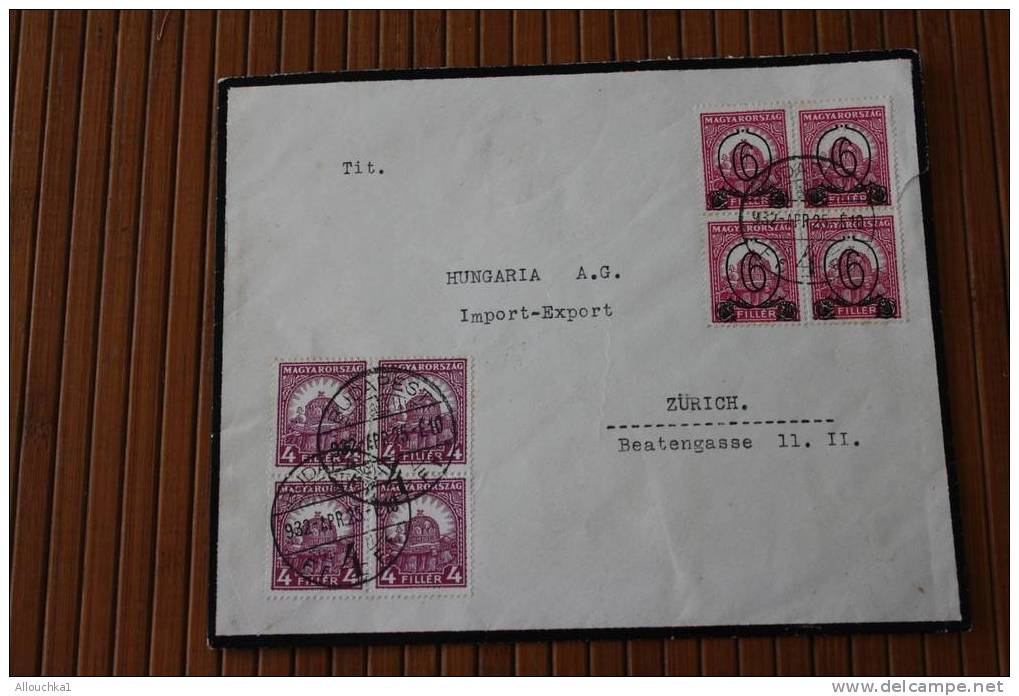 FAIRE PART De Décès BUDAPEST HONGRIE MAGYAR KORSZAG 1925 TIMBRES SURCHARGES  P/ ZURICH SUISSE JUDAICA ZERKOWITZ OSZKARC - Hojas Completas