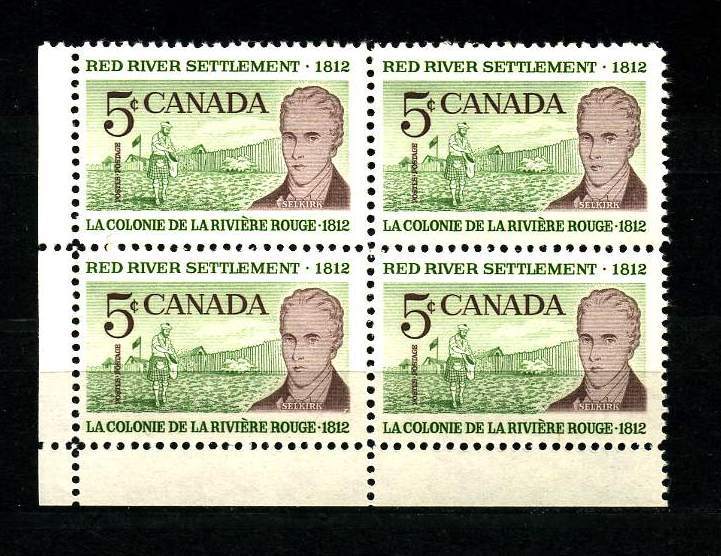 CANADA 1959 Poste N° 324** Bloc De 4 Neufs Ier Choix. Superbe. Cote: 2.00 €. (Lord Selkirk. Colonie De La Rivière R - Neufs