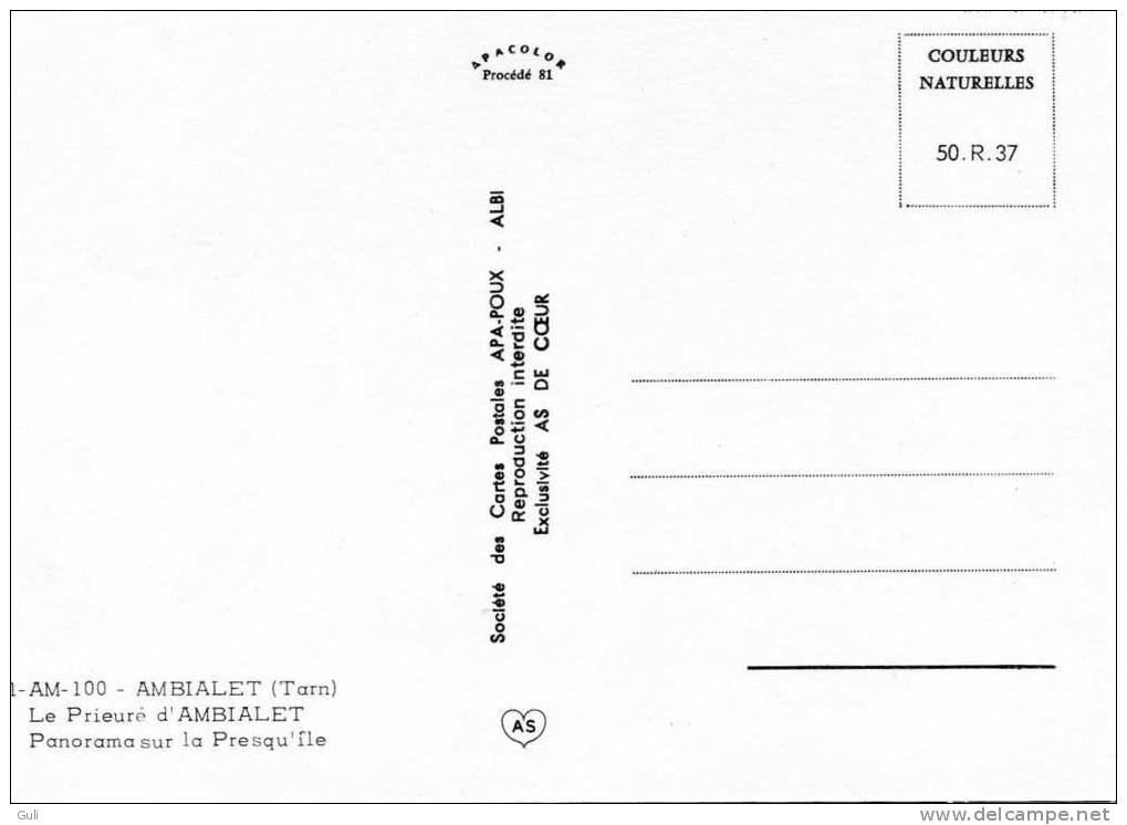 81] Tarn-(Villefranche D´Albigeois) Le Prieuré D´AMBIALET-Panorama De La Presqu´île (Religion Monastère)*PRIX FIX - Villefranche D'Albigeois