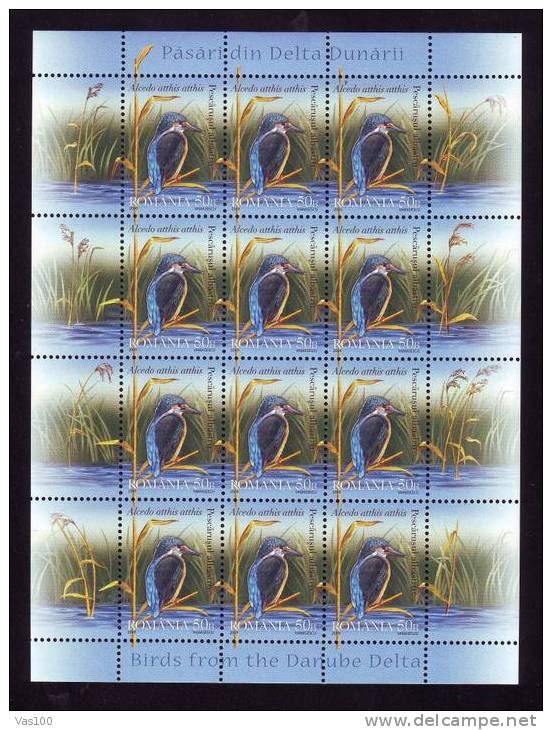 BIRD "ALCEDO ATTHIS ATTHIS" MINISHEET X12,MNH NEW 2009! ROMANIA. - Albatros & Stormvogels