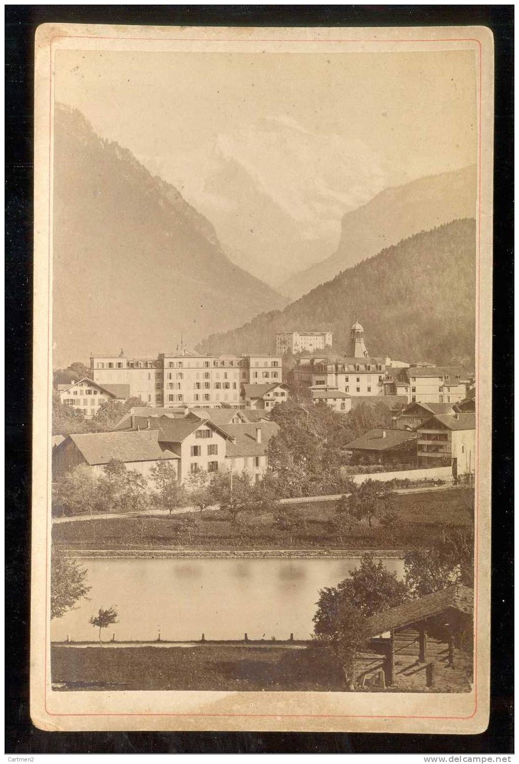 GRANDE PHOTOGRAPHIE CARTONNEE XIXeme A LOCALISER EN SUISSE C. GÖLZ INTERLAKEN SUISSE 170 X 110 - Lieux