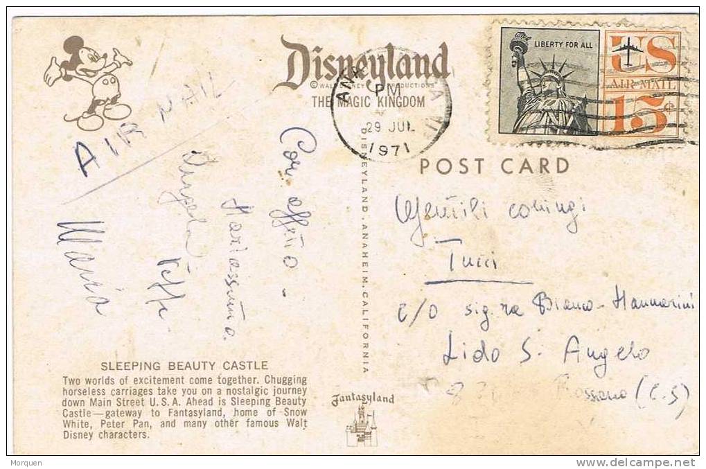 0996. Postal Aerea ANAHEIM (California) 1971. Disneyland - Lettres & Documents