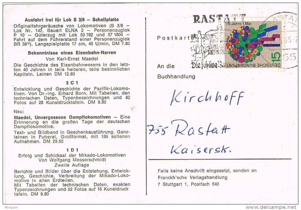 2610. Tarjeta  Privada RASTATT (Alemania Federal) 1955 - Covers & Documents
