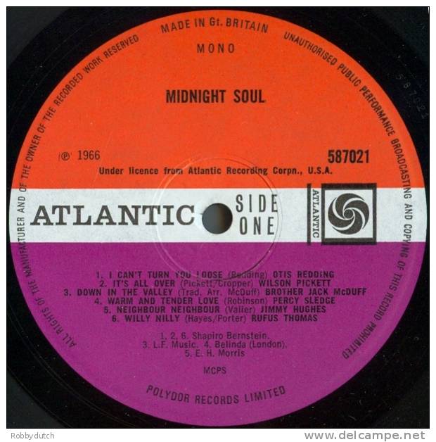 * LP *  MIDNIGHT SOUL - REDDING / PICKETT / SLEDGE / TEX / BURKE / BOOKER T A.o. (U.K. 1966) - Soul - R&B