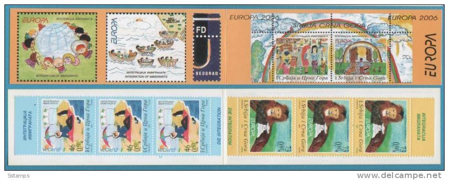 2006-lb EUROPA  CEPT JUGOSLAVIA SERBIA MONTENEGRO CRNA GORA  BOOKLET 3 SETS  INTEGRAZIONE CHILDREN NEVER HINGED - 2006