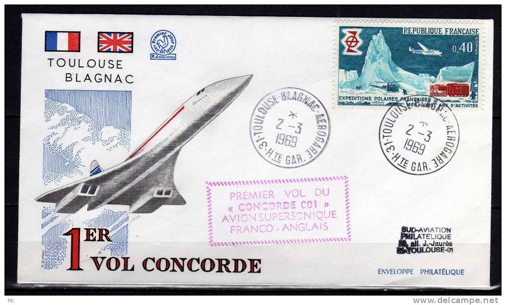 1er Vol " Concorde 001 " Le 02/03/1969 - First Flight Covers