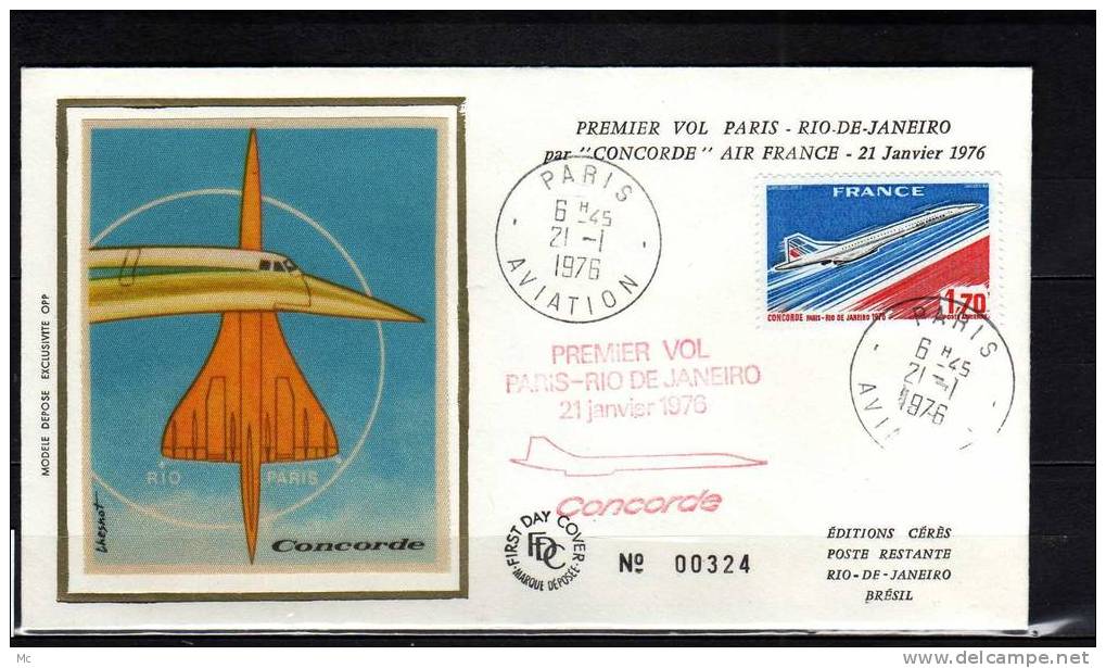 1er Vol Du Concorde Paris-Rio De Janeiro , 21/01/1976 - Primeros Vuelos
