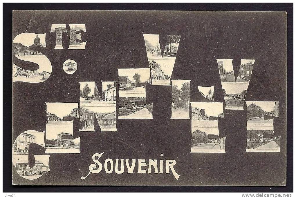 CPA  ANCIENNE- FRANCE- SAINTE-GENEVIEVE (60)- CARTE SOUVENIR SUR FOND NOIR- LETTRES AVEC VUES- - Sainte-Geneviève