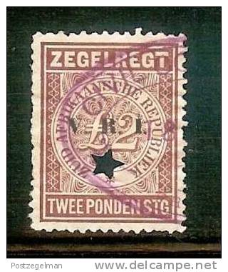 ZUID AFRIKAANSE REPUBLIEK 1895 Used Stamp Zegelrecht 2 Pound Purple Z-6 With Punched Star - Transvaal (1870-1909)