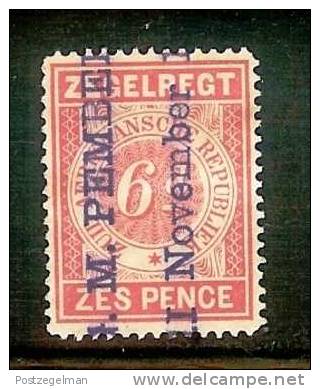 ZUID AFRIKAANSE REPUBLIEK 1895 Used Stamp Zegelrecht 6d Red With Overprint Z-9 - Transvaal (1870-1909)