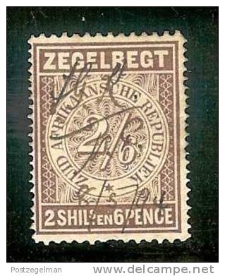 ZUID AFRIKAANSE REPUBLIEK 1895 Used Stamp Zegelrecht 2sh6d Brown Z-4 - Transvaal (1870-1909)