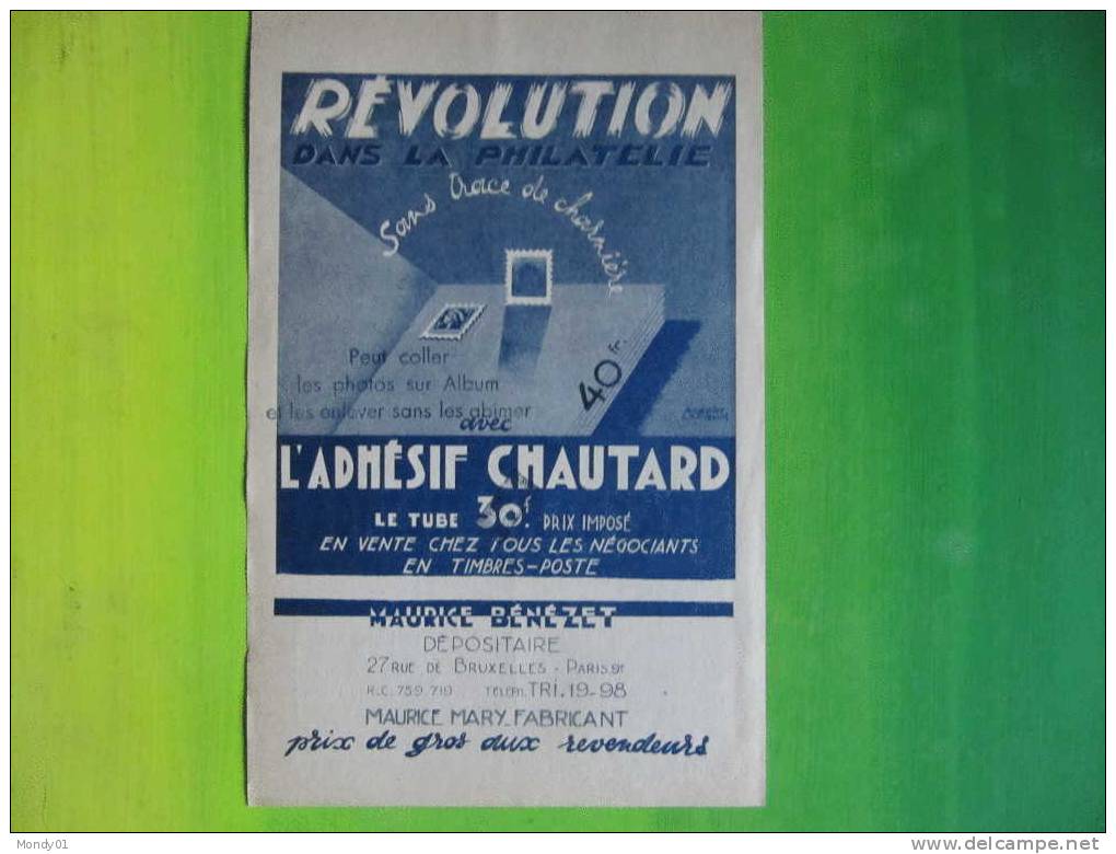3431 Pub Rare  Publicité Adhésif Chautard Corse 1948 Philatélie Collection - Timbres De Distributeurs [ATM]