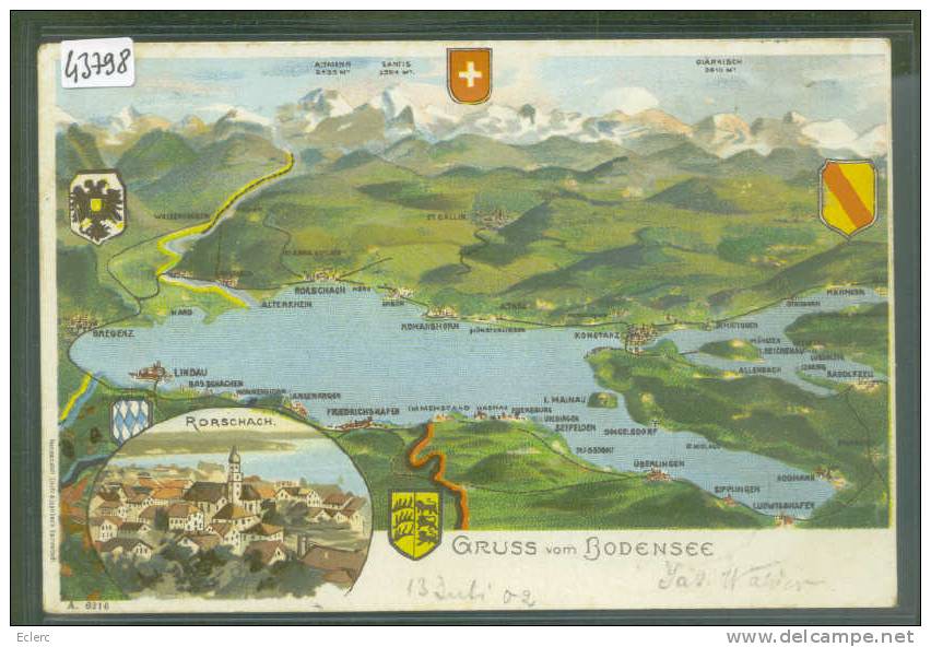 GRUSS VOM BODENSEE - RORSCHACH  - LITHO -  TB - Rorschach