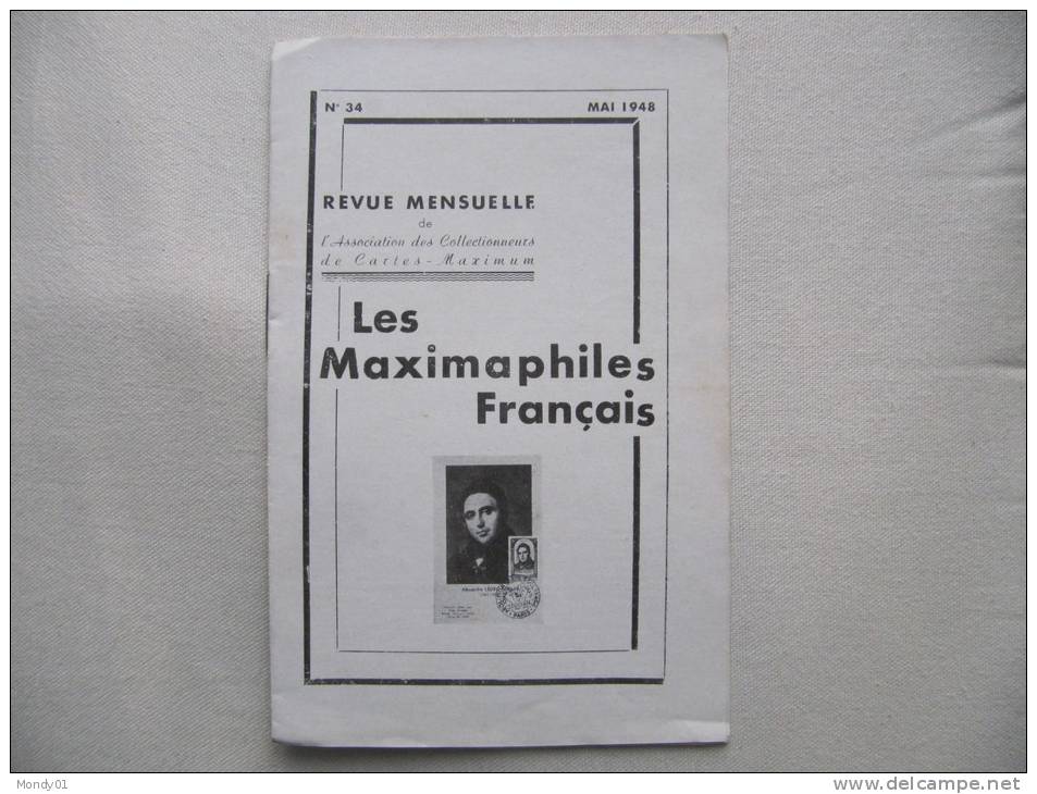 6-590 N° 34  Rare Bulletin 1948 Société Les Maximaphiles Français Carte Maximum 12 Pages - Frans (vanaf 1941)