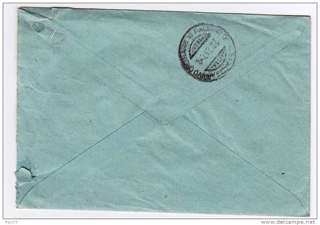 BORGO PETILIA (CL) - PALERMO - Cover / Lettera 28.7.1947 - (Ente Colon. Latif.) Scritto All'interno - Fiacc. Lire 3 X  2 - Marcophilie