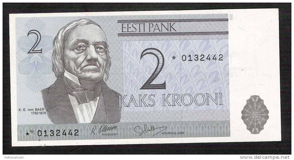 ESTONIA  P70  2  KROONI   1992 REPLACEMENT   UNC. - Estonia