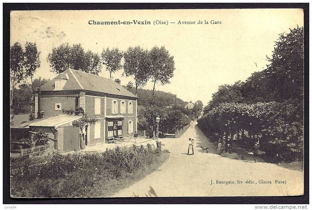 CPA  ANCIENNE- FRANCE- CHAUMONT EN VEXIN (60)- AVENUE DE LA GARE- COMMERCE EN GROS PLAN- ANIMATION - Chaumont En Vexin