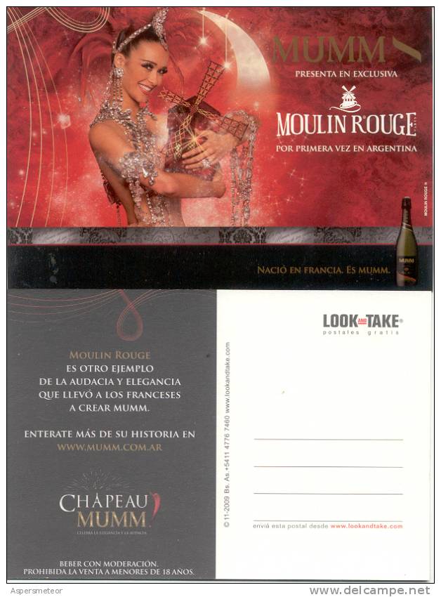 CHAPEAU MUMM EL MOULIN ROUGE POR PRIMERA VEZ EN LA ARGENTINA BUENOS AIRES 2009 CARTE PUBLICITAIRE - Wijnbouw