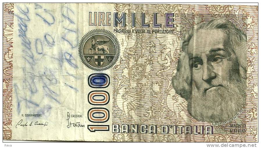 ITALY 1000 LIRE MARCO POLO FRONT & BUILDING BACK  SIG.CIAMPI-STEVANI DATED 6-1-1982  P.109a  READ DESCRIPTION !! - 1.000 Lire