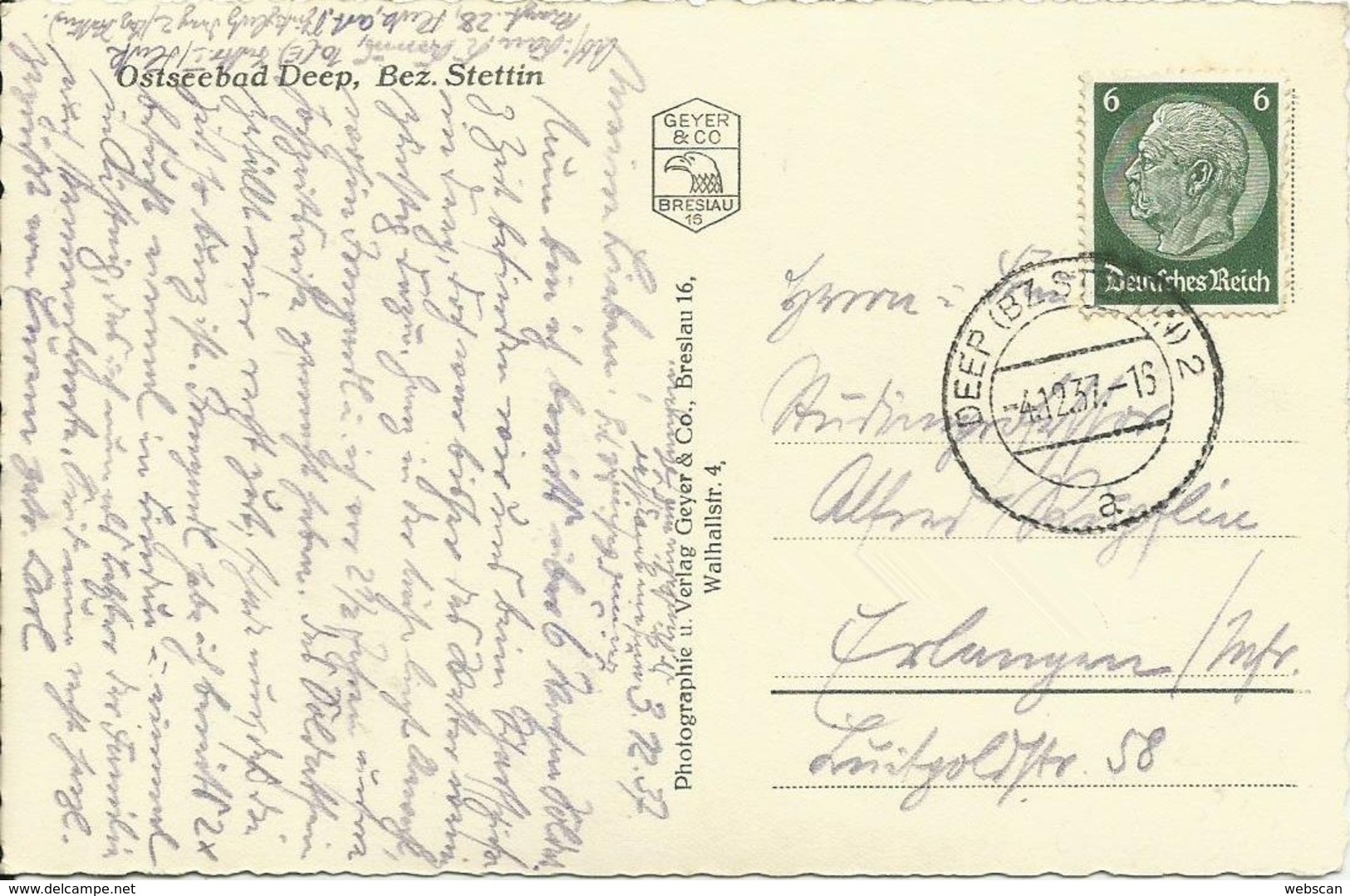 AK Deep Mrzezyno Bez. Stettin Ostseebad Strandpartie 1937 #01 - Pommern