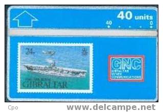 # GIBRALTAR 9 Hms Ark Royal - Stamp 40 Landis&gyr  Boat,bateau,military,mili Taire,army,armee- Tres Bon Etat - Gibraltar