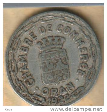 ALGERIA FRANCAISE 25 CENTIMES LEAVES FRONT CHAMBER DE COMMERCE ORAN  BACK 1922  F READ DESCRIPTION CAREFULLY !!! - Algeria