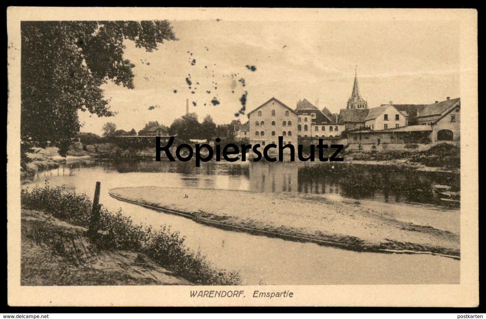 ALTE POSTKARTE WARENDORF EMSPARTIE EMS 1927 Briefmarke Michel Nr. 127c Freimarke 100 Pfennig 4 Mark Posthorn AK Postcard - Warendorf