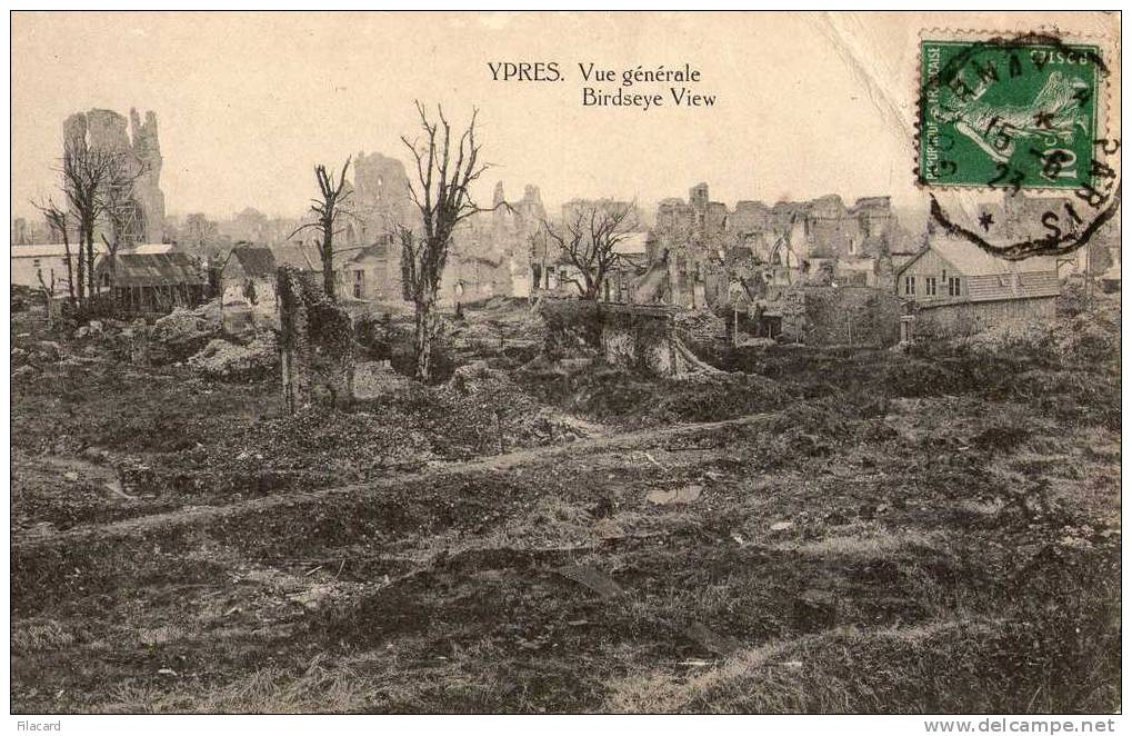 13357     Belgio  Ypres,  Vue  Generale,  Birdseye  View,  VG  1923 - Ieper