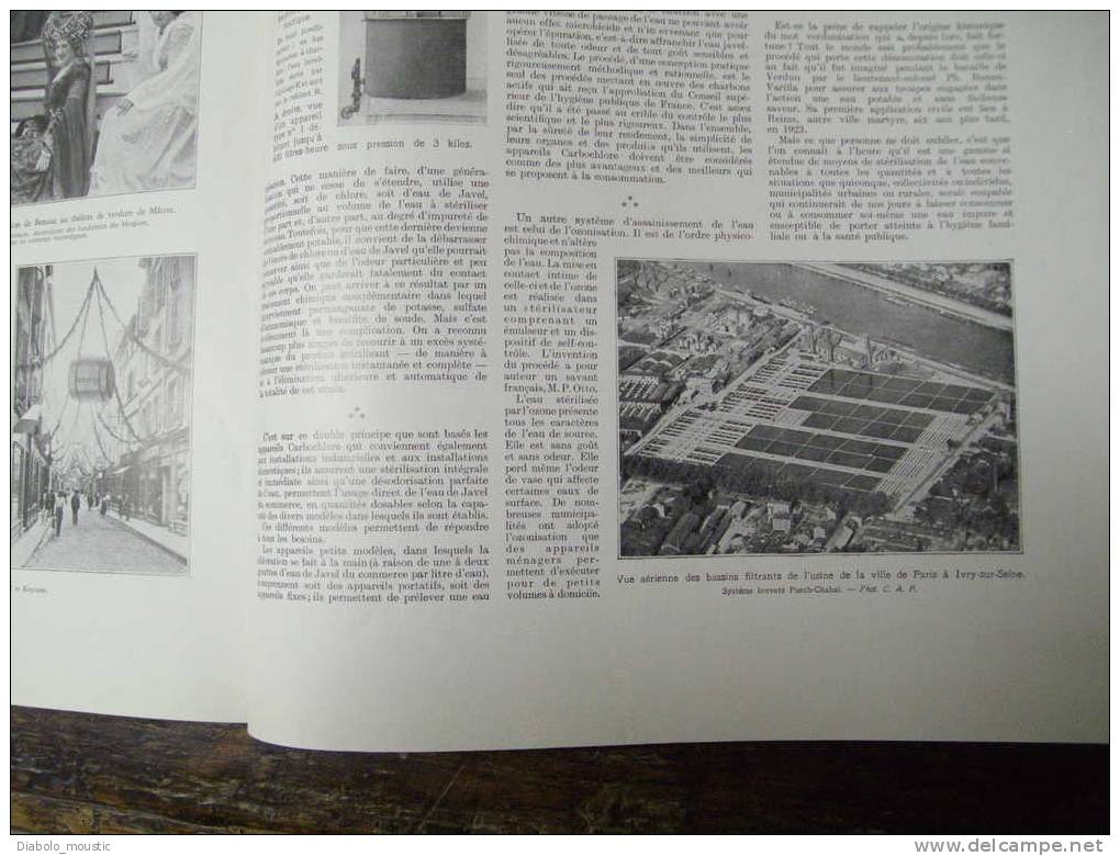 26-8-1933 : Les dessins Léon FAURET ; Voyages et états de service d' un petit avion de tourisme ;  Fêtes du VIN à MACON