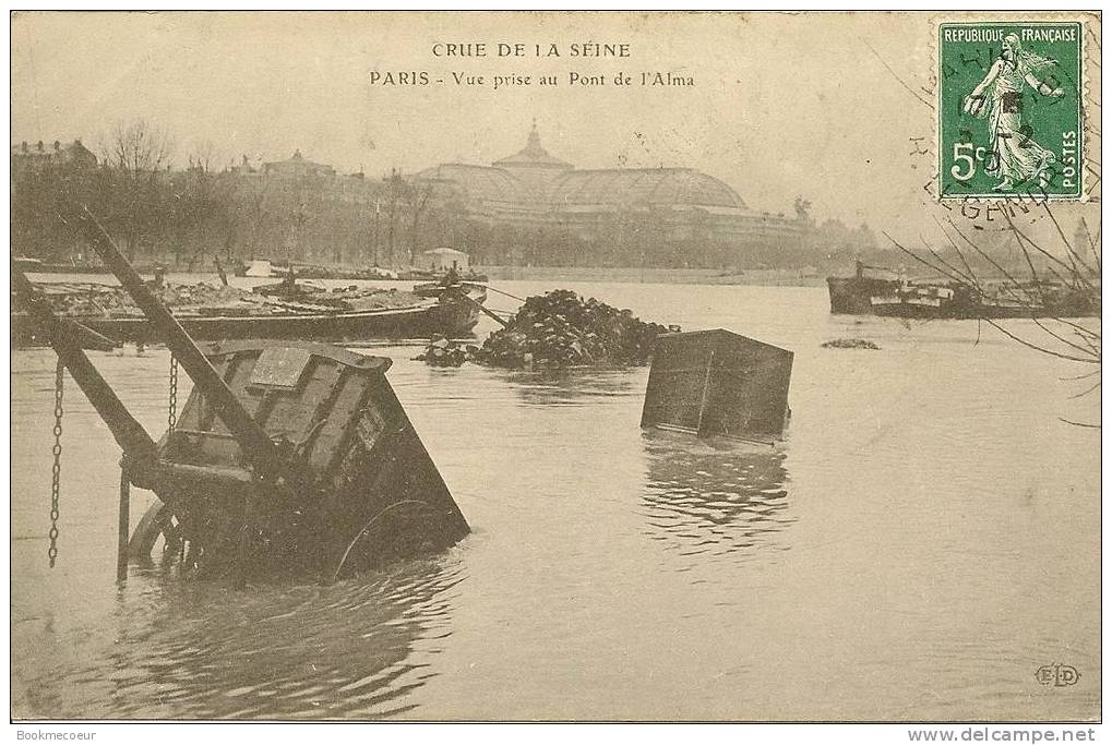 75  PARIS VUE PRISE AU PONT DE L´ALMA   CRUE DE LA SEINE      C  1856 - Inondations De 1910